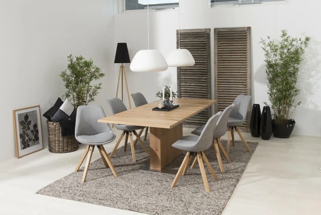 Tapicerowane krzesło do jadalni na drewnianych nogach Dima light grey