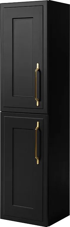 Szafka łazienkowa czarna 35 x 136 x 27 cm, uchwyt złoty