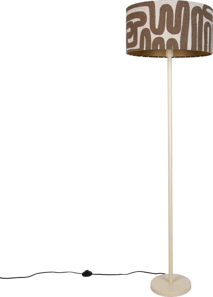 Japandi vloerlamp beige met kap bruin en beige gestreept 50cm - Simplo