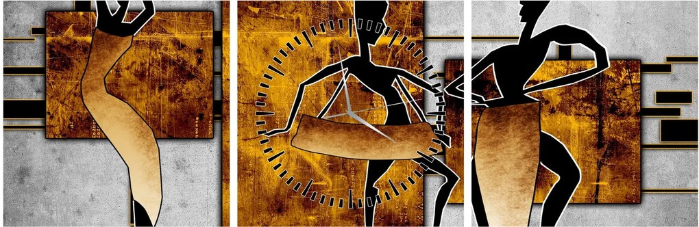 Obraz - Motywy kultury afrykańskiej (z zegarem) (90x30 cm)