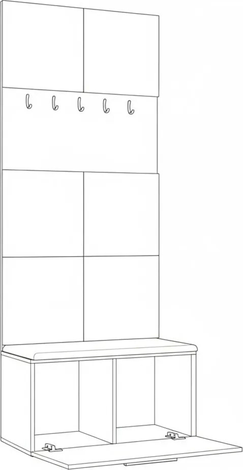 Masseno Garderoba MODULO 80,6/204/40 cm do Przedpokoju Nowoczesna Czarna