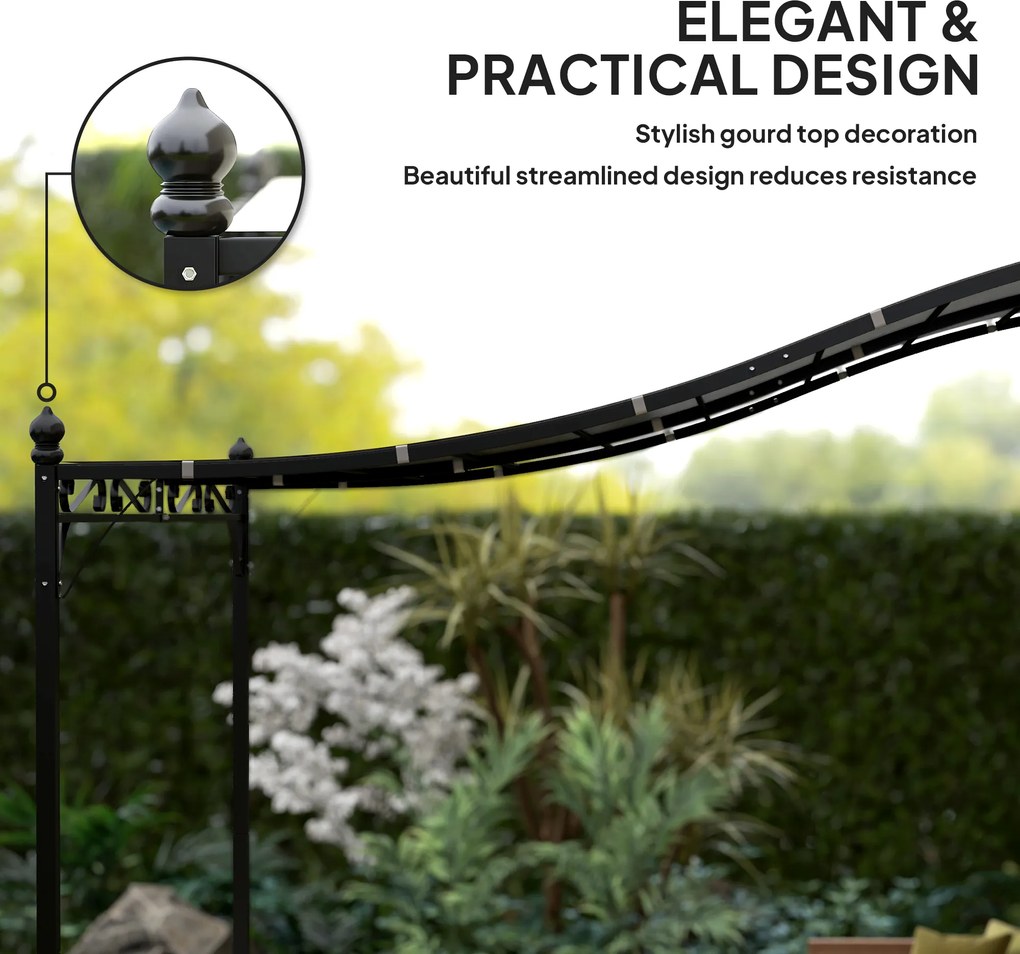Outsunny 2,5 x 3 m Pergola, montowana na ścianie, odporna na wodę, metalowa konstrukcja, otwory odpływowe, zacienienie, ciemnoszary
