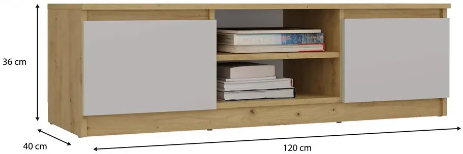Szafka RTV pod telewiozor 120 cm dąb artisan + kaszmir M6-T55