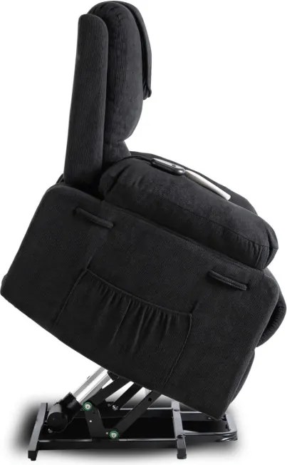 Fotel Masujący FENIX z Funkcją Wstawania Elektrycznie Rozkładany Czarny Nowoczesny