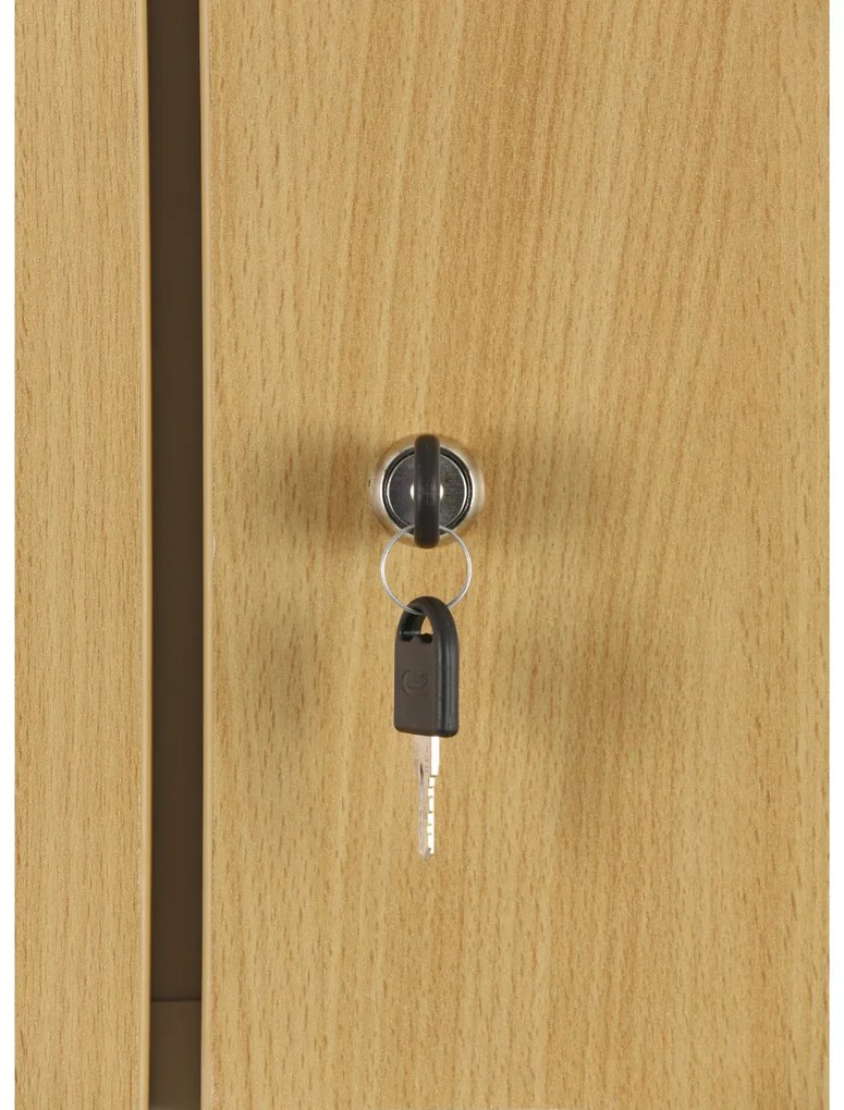 Szafa ubraniowa S1 obniżona, 2-drzwiowa, 1500 x 600 x 500 mm, demontaż, zamek cylindryczny, drzwi laminowane, orzech