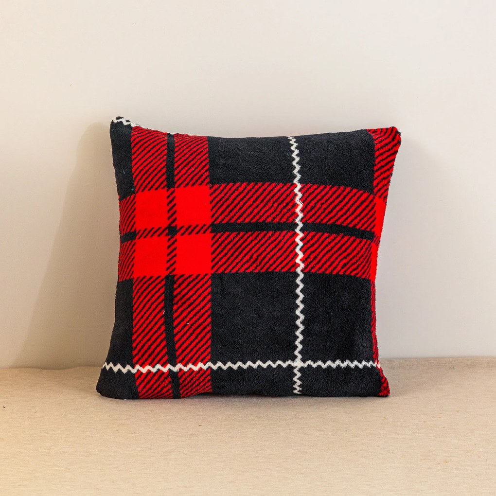 Poszewka na poduszkę z mikropluszu ALBURY 45x45 cm, czerwona