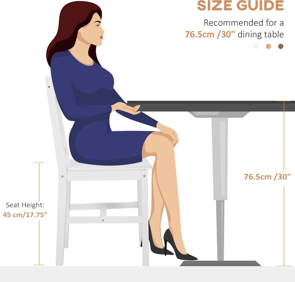 HOMCOM Krzesła jadalniane 2 sztuki drewniane z oparciem wygodne i stylowe do jadalni | Aosom PL