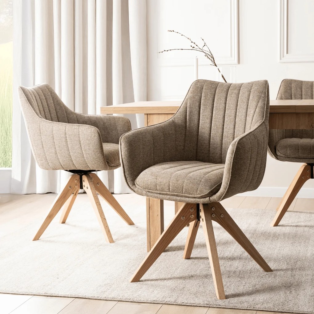 Krzesło Tapicerowane Obrotowe do Salonu LEMON Beżowe Nowoczesne Skandynawskie