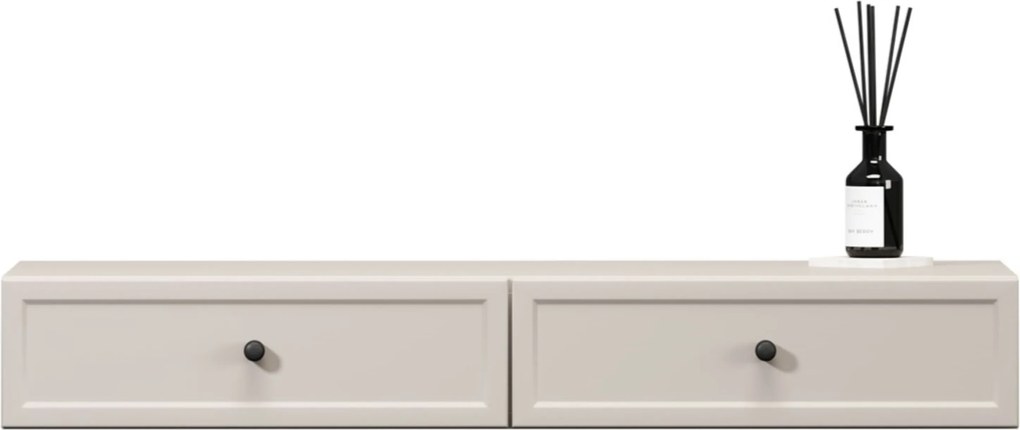 Toaletka wisząca Lorini 100 cm z szufladami - kaszmir / czarne uchwyty