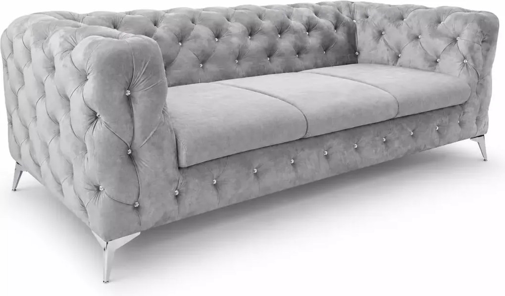 Sofa 3 osobowa Moet głęboko pikowana elegancka do salonu na nóżkach
