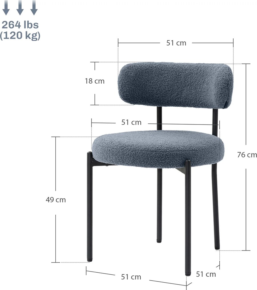 HOMCOM Zestaw 2 krzeseł do jadalni, tapicerka polarowa, siedziska tapicerowane, metalowe nogi, szare | Aosom PL