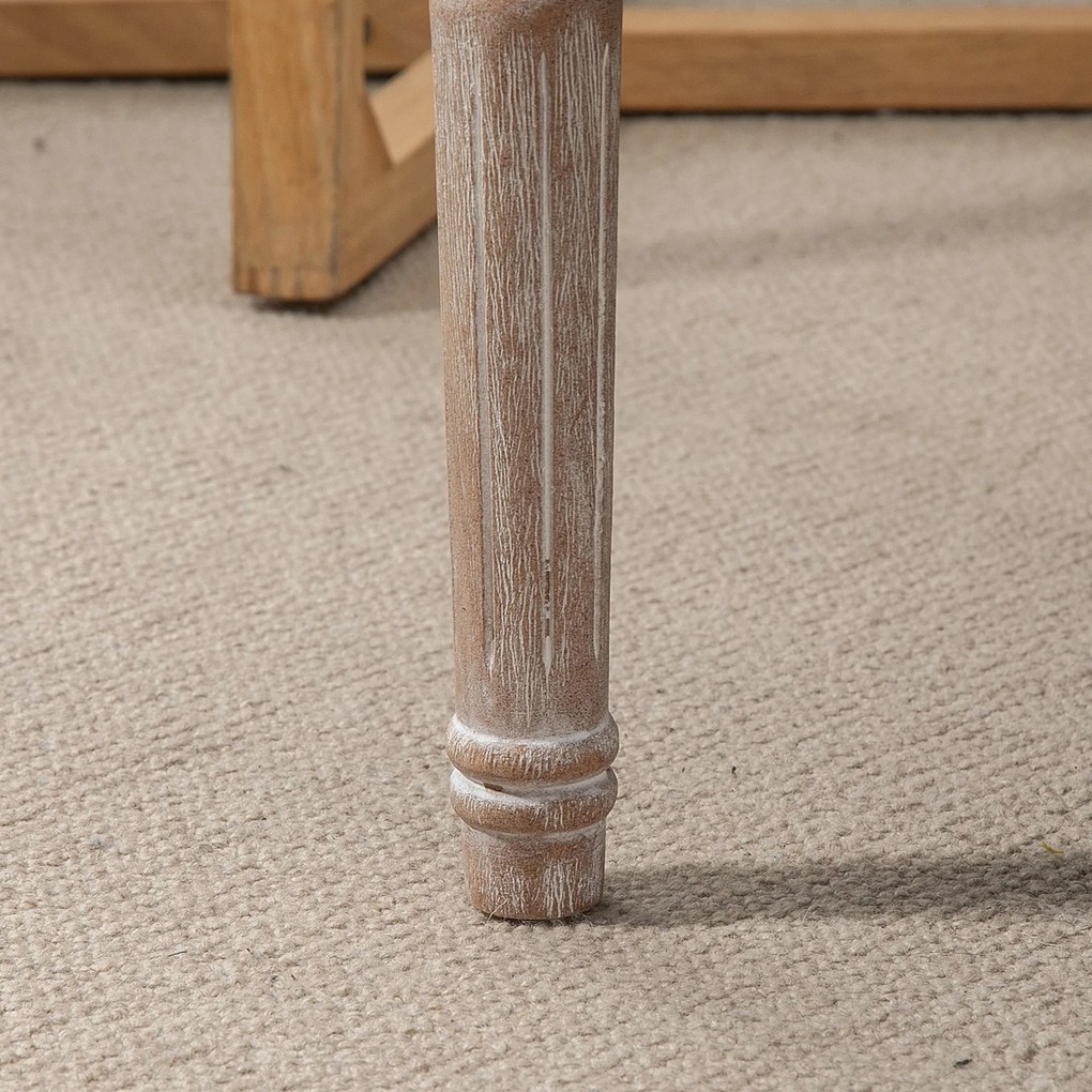 HOMCOM Stylowa Ławka Tapicerowana - Śmietankowy Podnóżek z Pikowaniem i Drewnianymi Nogami. Idealna do Sypialni i Przedpokoju | Aosom PL