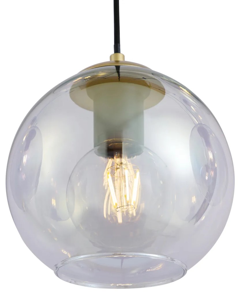 Lampa wisząca Art Deco złota z tęczowym szkłem 7-punktowa - Sandra ArtDeco Oswietlenie wewnetrzne