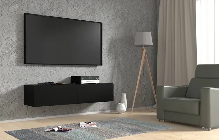 Czarna ścienna szafka rtv 140 cm - Falmi