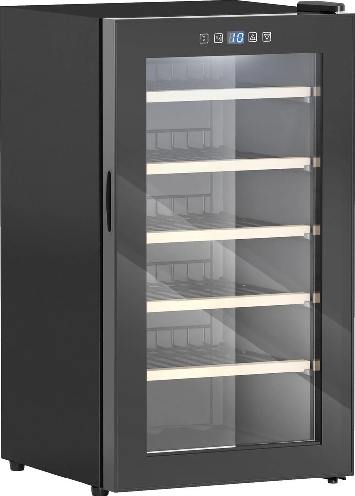 HOMCOM Chłodziarka do Wina na 41 Butelki, 91 Litrów Pojemności, Chłodziarka Do Napojów z Wyświetlaczem LED i Dotykiem, Czarna