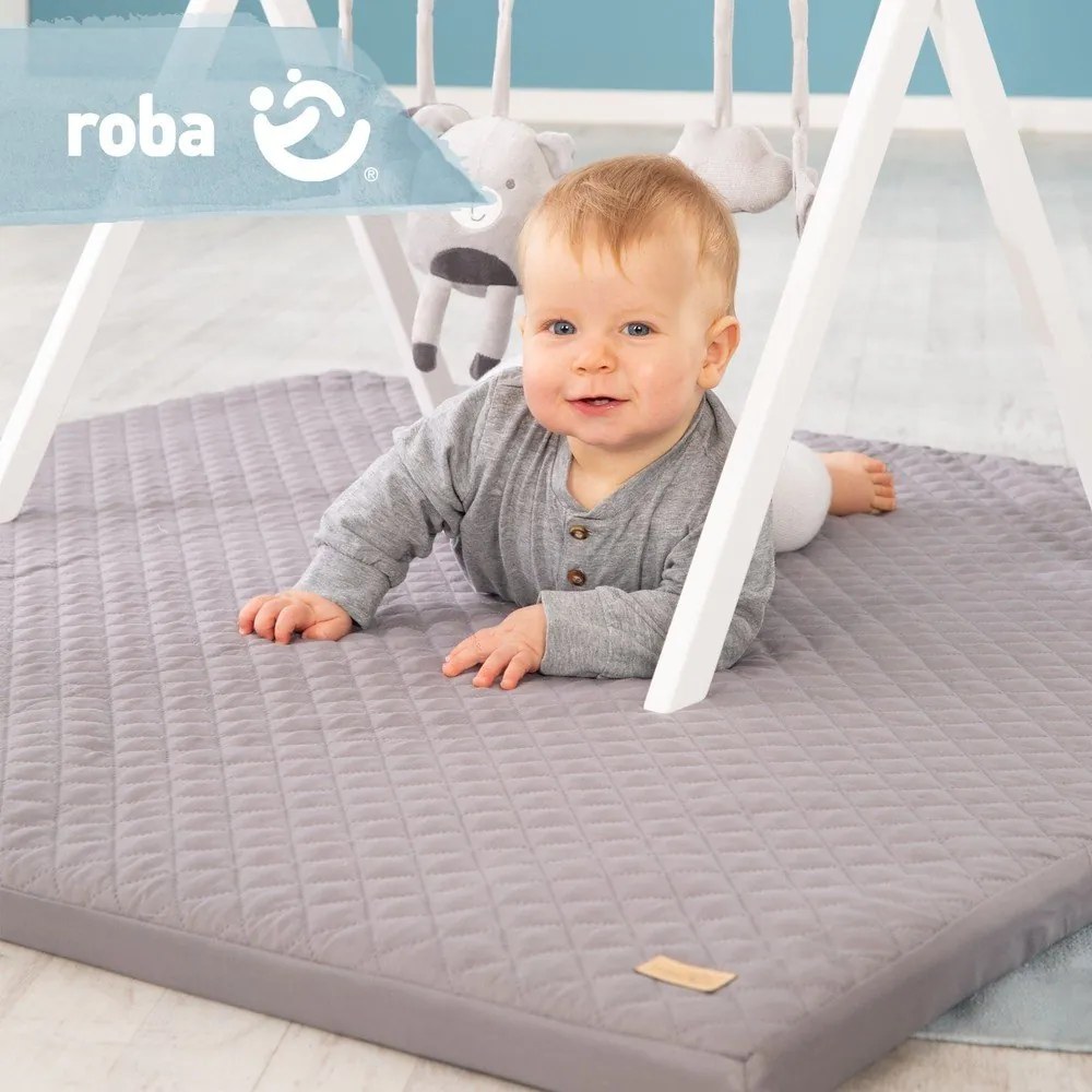Ciemnoszara mata do zabawy dla dzieci 120x120 cm Style – Roba