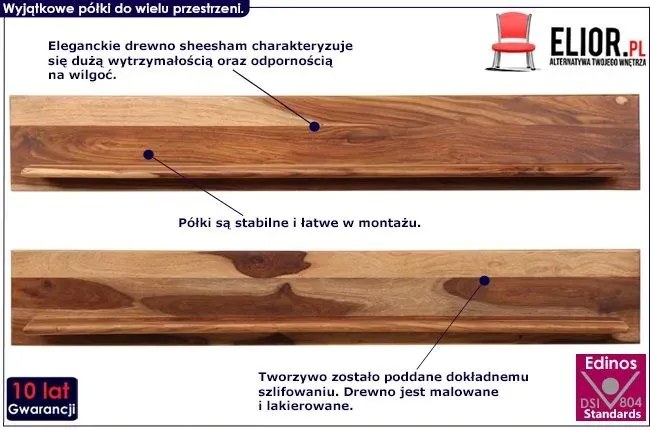 Zestaw drewnianych półek ściennych Connor 4X - brązowy