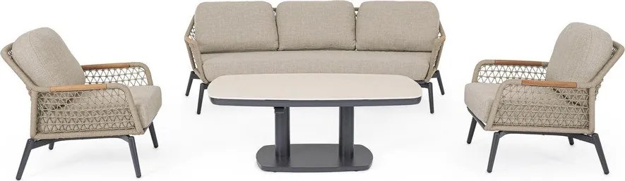 Jasnobrązowa sofa ogrodowa z litego drewna akacjowego Eulero – Bizzotto