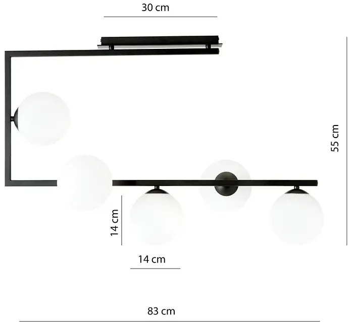 Modernistyczna lampa sufitowa z mlecznymi kloszami - 3X D108 C9-Z11