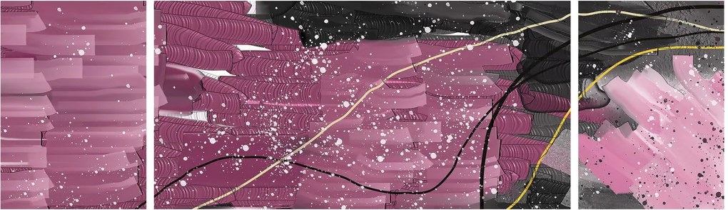 Obraz - Różowo - czarna abstrakcja (170x50 cm)