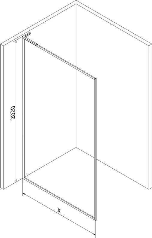 Mexen Kioto-XF L ścianka prysznicowa Walk-in z ramką 100 x 202 cm, transparent 10 mm, czarna - 800-100-174-70-00-XF