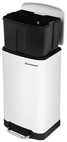 SongmicsHome Kosz na śmieci z wolnym zamykaniem SLOW, 30l, biała