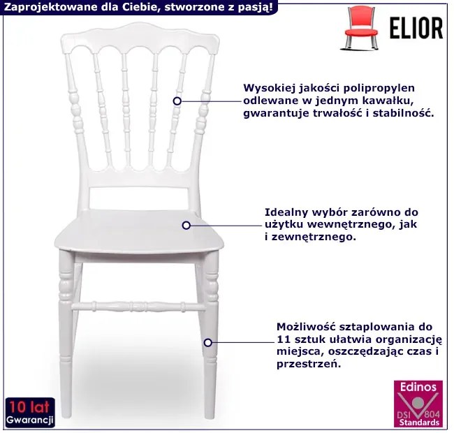 Białe krzesło sztaplowane chiavari C7-B63