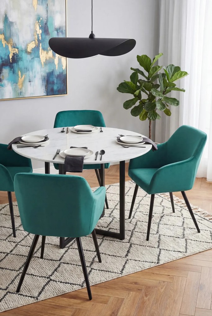 Zestaw 2 kubełkowych zielonych krzeseł welurowych - Terviso 2X