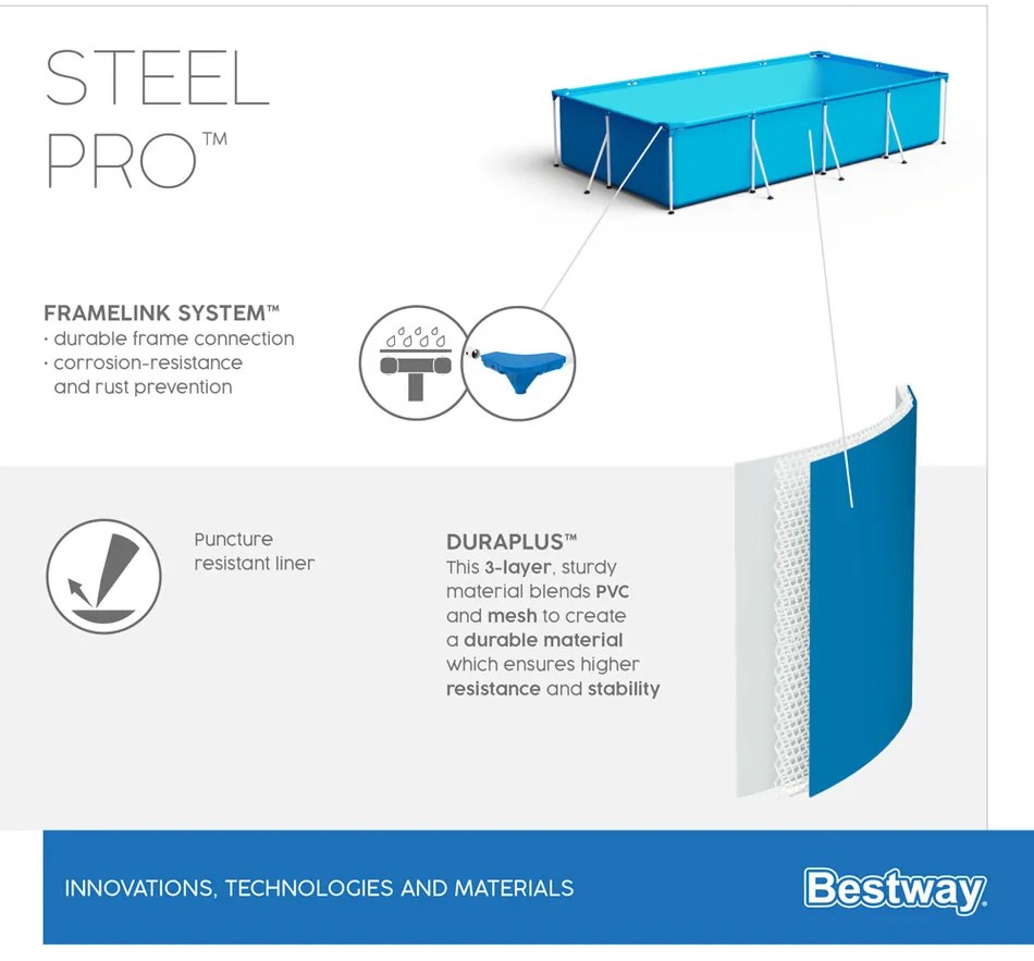 Basen naziemny Bestway Steel Pro, 401 x 211 x 81cm