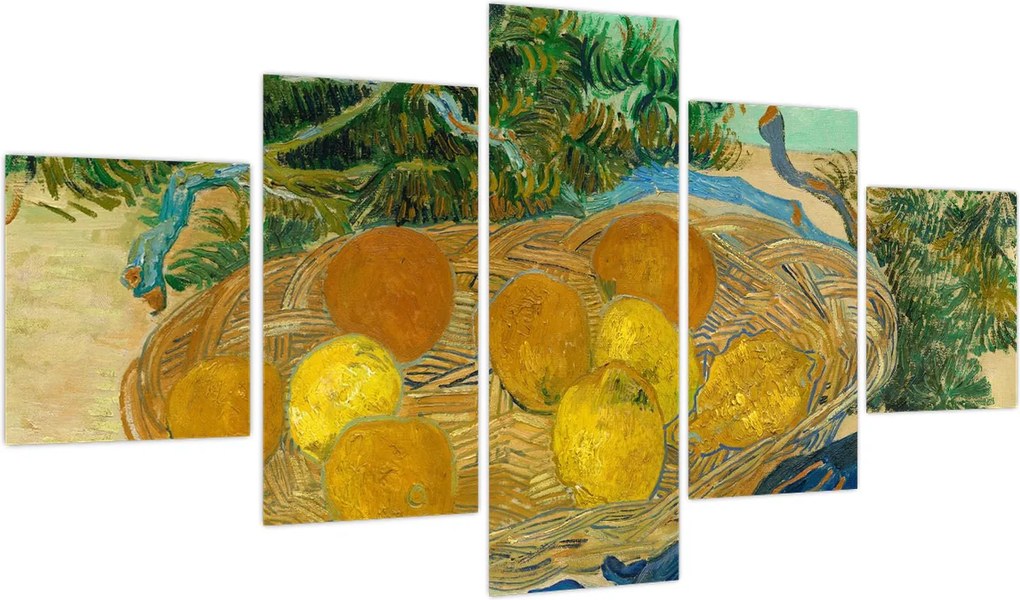 Obraz - Vincent van Gogh, Still Life of  Oranges and Lemons with  Blue Gloves, reprodukcje (125x70 cm)