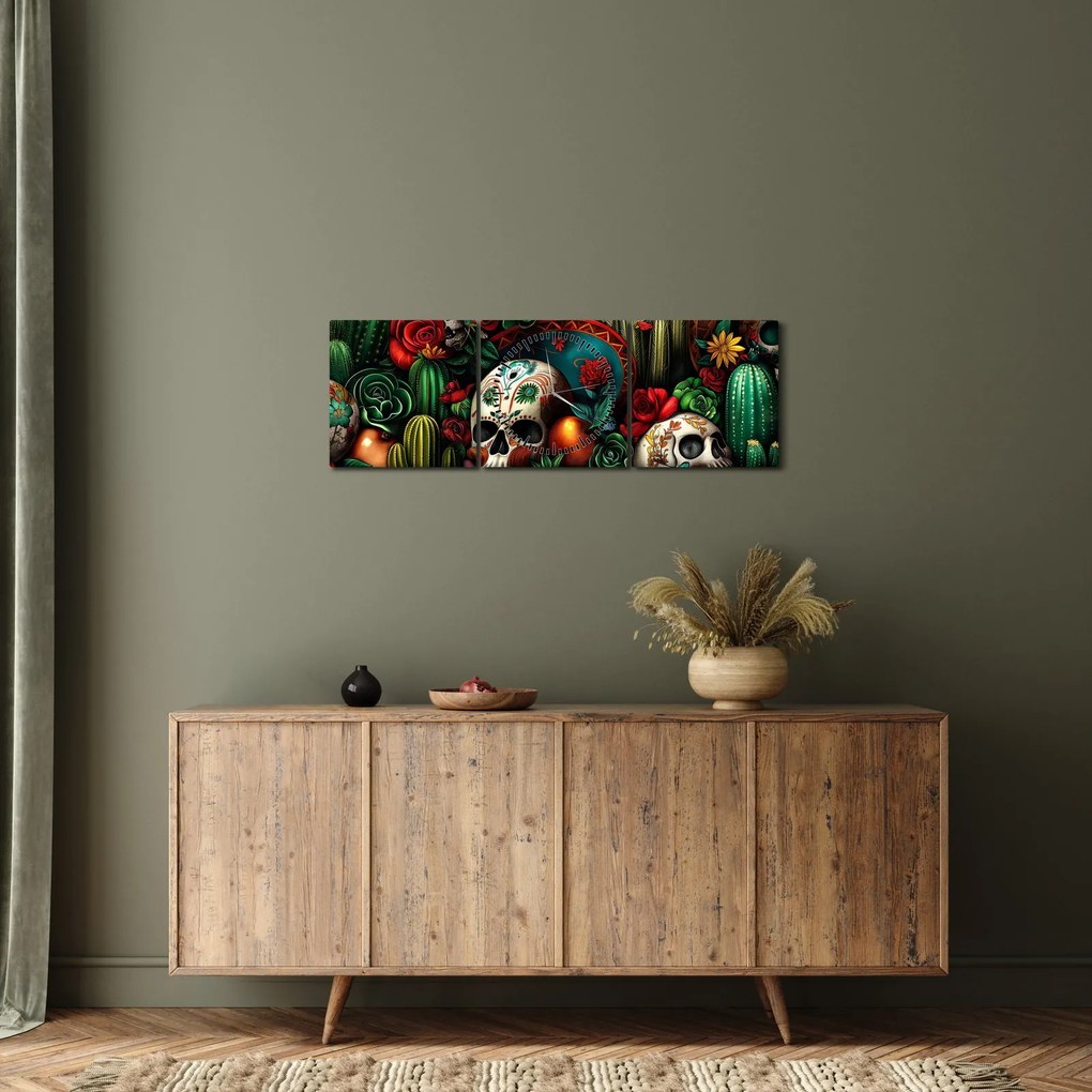 Obraz - Meksykańska koncepcja (z zegarem) (90x30 cm)