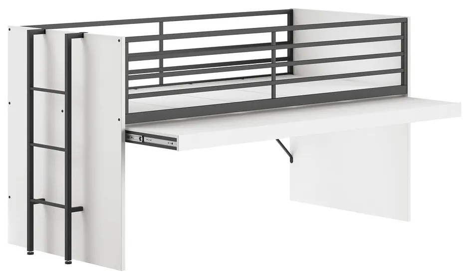 Białe podwyższone łóżko dziecięce ze stelażem 90x200 cm Sam – Vipack