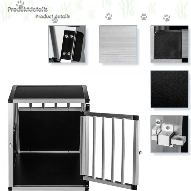 Skrzynia transportowa aluminiowa dla psów, 54 × 69 × 60 cm,