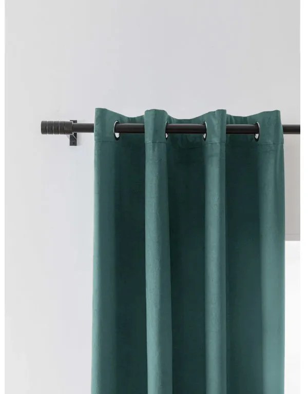 Zasłona zaciemniająca VELVET 140x250 cm, turkusowa Zawieszanie: Metalowe pierścienie