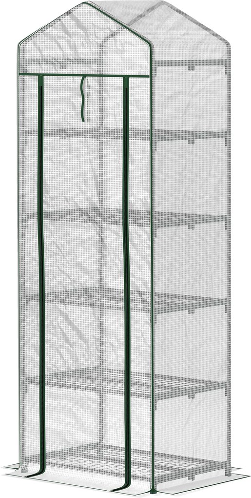 Outsunny Mini-szklarnia na kwiaty lub warzywa, stal, plastik, 69 dł. x 49 szer. x 193 wys. cm, Biała