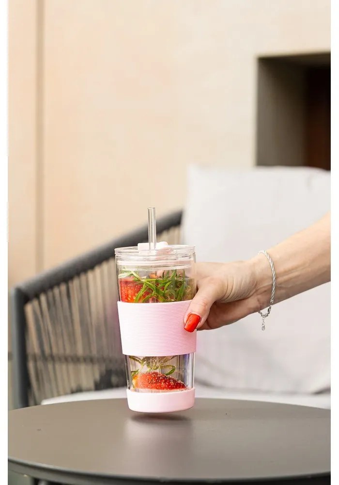 Różowy kubek termiczny 600 ml Fuori – Vialli Design