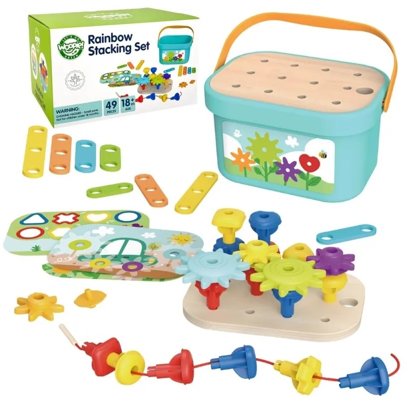 Woopie green konstrukcyjny box motoryczny montessori 12w1 fsc