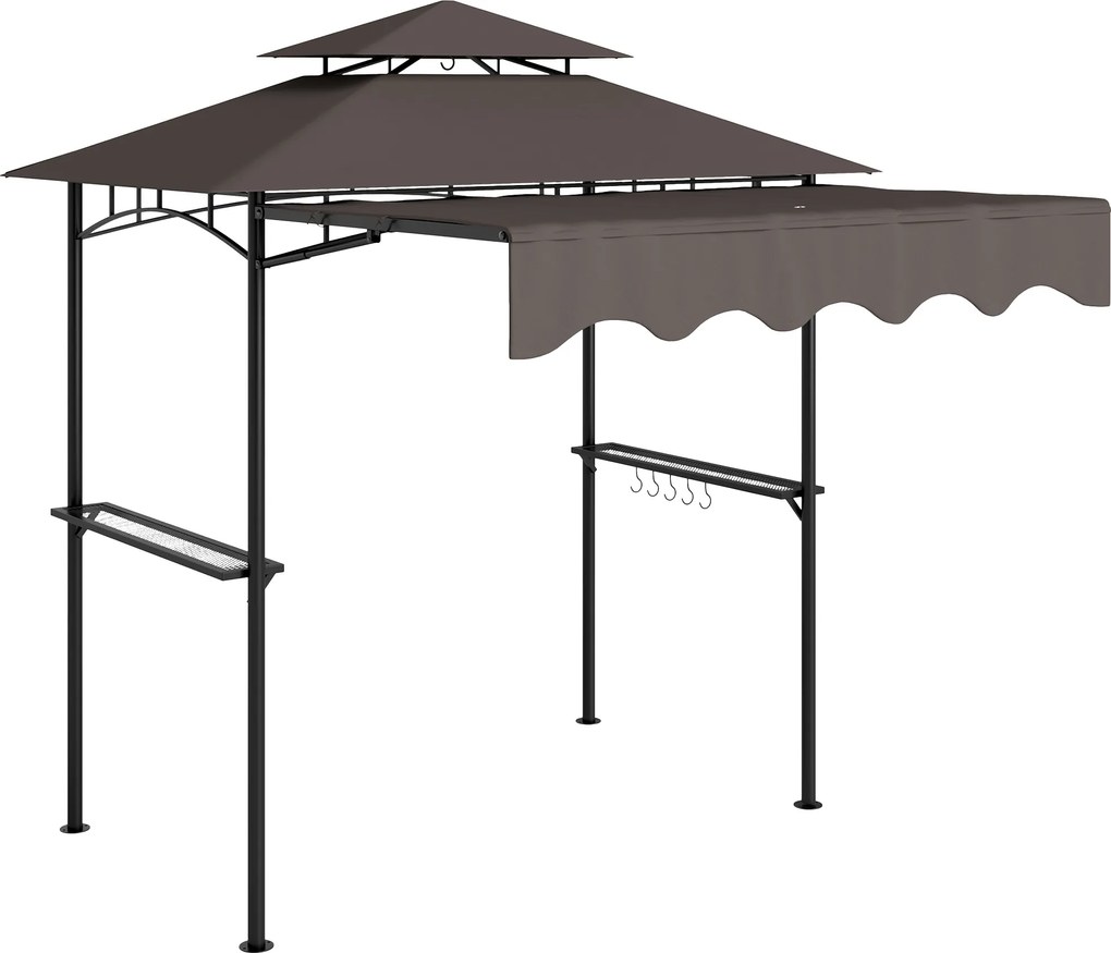 Outsunny Pawilon Grillowy 242x149x248 cm Odporny na Wodę i Ogień z Podwójnym Dachem Kolor Kawa