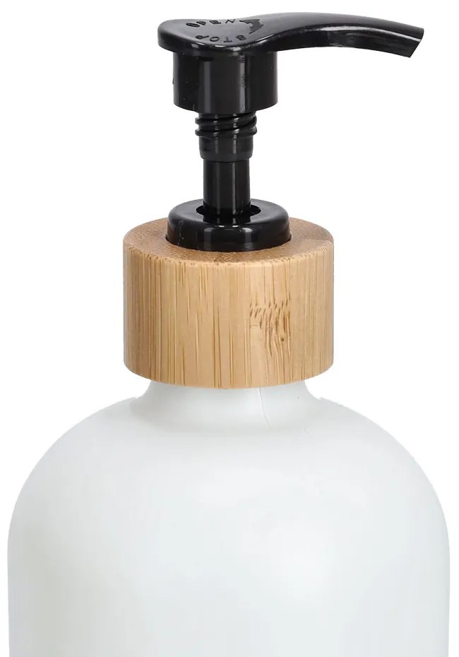 Zestaw dozowników na płyn i mydło z bambusową podstawką, 2 x 500 ml