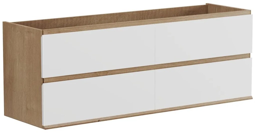 Szafka pod umywalkę wisząca – jasny naturalny i biały – 150 cm – SABURI