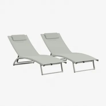 Zestaw 2 Aluminiowych Leżaków Z Regulowanym Oparciem I Poduszką Dulem Awokado - Sklum