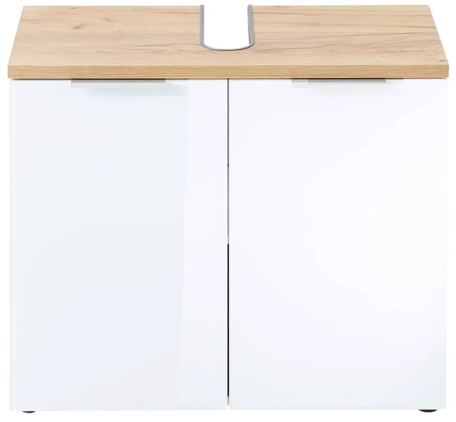 Biała szafka pod umywalkę w dekorze dębu 70x58 cm Pescara – Germania