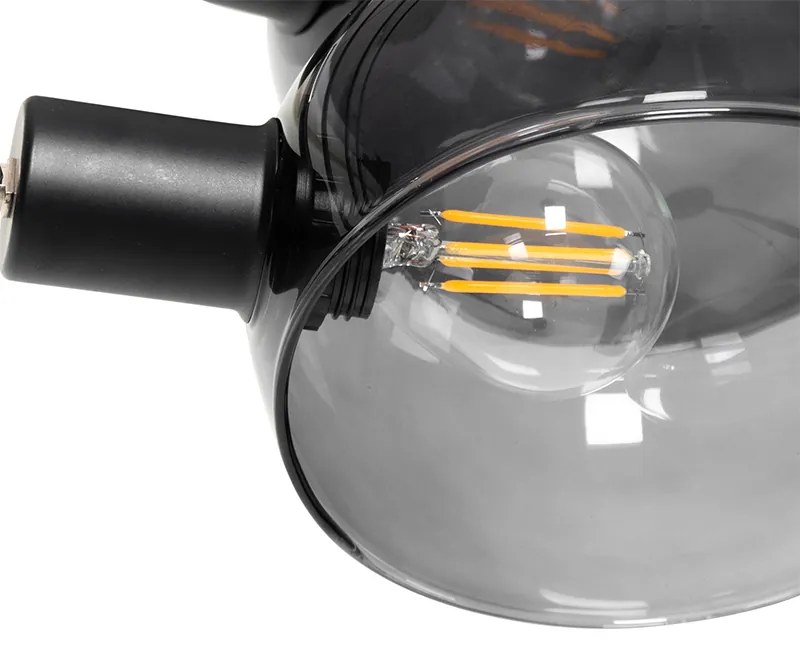 Designerska lampa podłogowa czarna z dymionym szkłem 5-światłowa - Sixties MarmoDesignerski Oswietlenie wewnetrzne