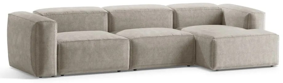 Beżowy sztruksowy narożnik (prawostronny/z szezlongiem) Bergamo – Cosmopolitan Design