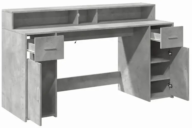 Biurko podświetlane 160 cm betonowa szarość H5-S85