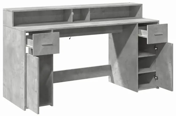 Biurko podświetlane z szafkami 160 cm beton - Duna