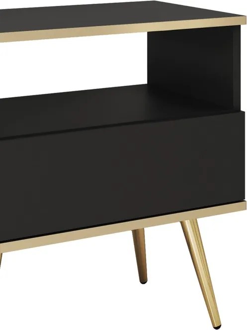 ORIANA Szafka nocna S 54 czarna | nogi złote
