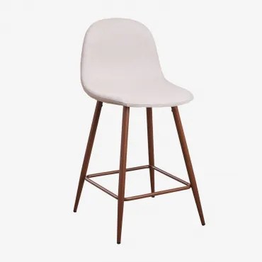 Wysoki Stołek Glamm Kremowa & ↑65 Cm & Ciemne Drewno - Sklum