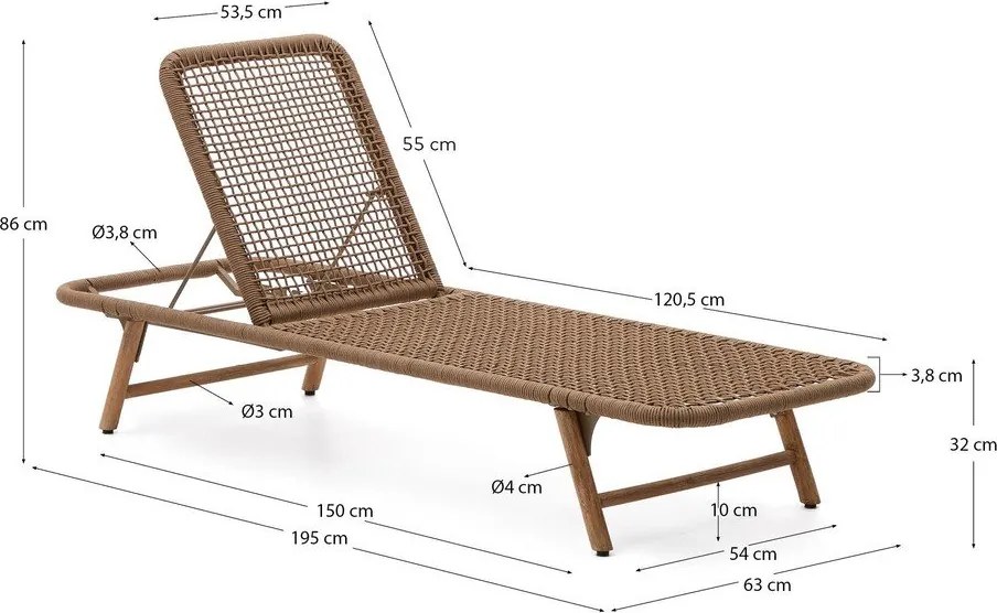 Brązowy drewniano-metalowy leżak ogrodowy Dandara – Kave Home