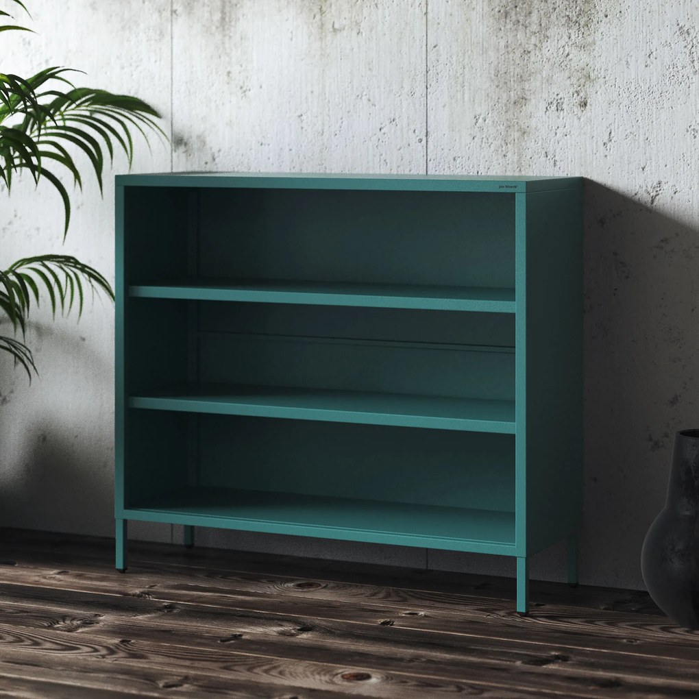 Niski regał metalowy morski / turkusowy Modern LUCA, 1000 x 900 x 350 mm